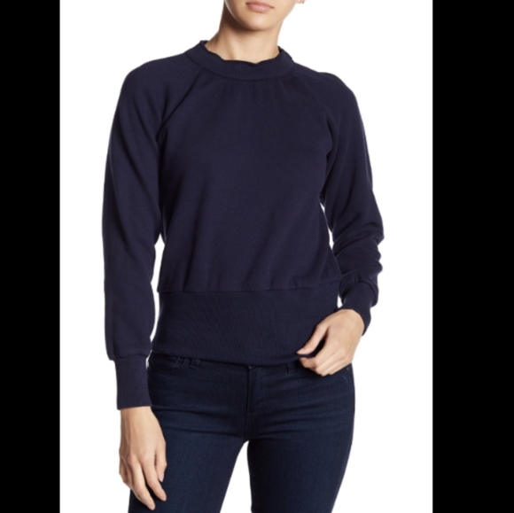 LAST CHANCE! Drifter Ribbed Mock Neck Sweatshirt Navy - Picture 2 of 5